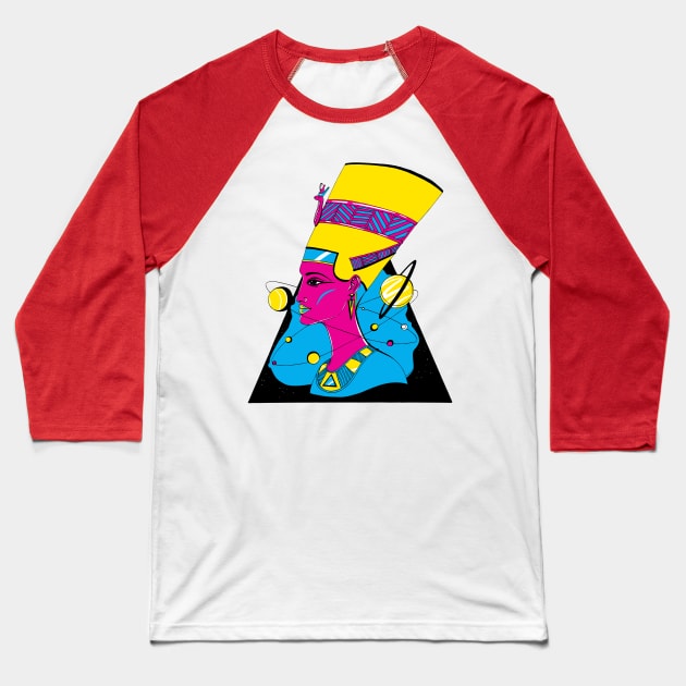 CMYK Nefertiti and The Stars Baseball T-Shirt by kenallouis